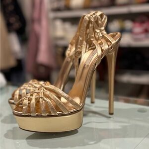 Casadei Metallic Gold Platform Heels